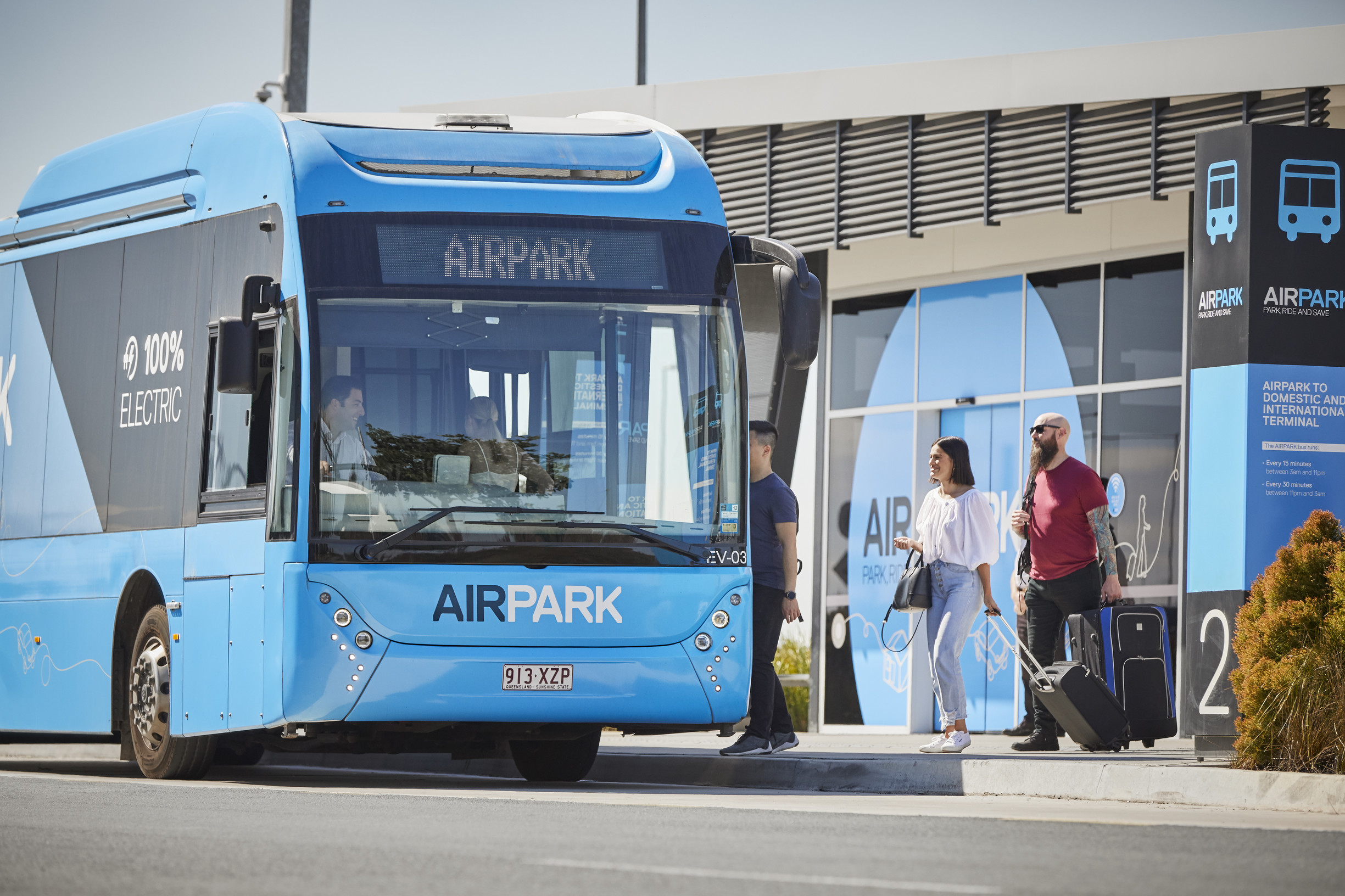 Bus collecting passengers from Airpark