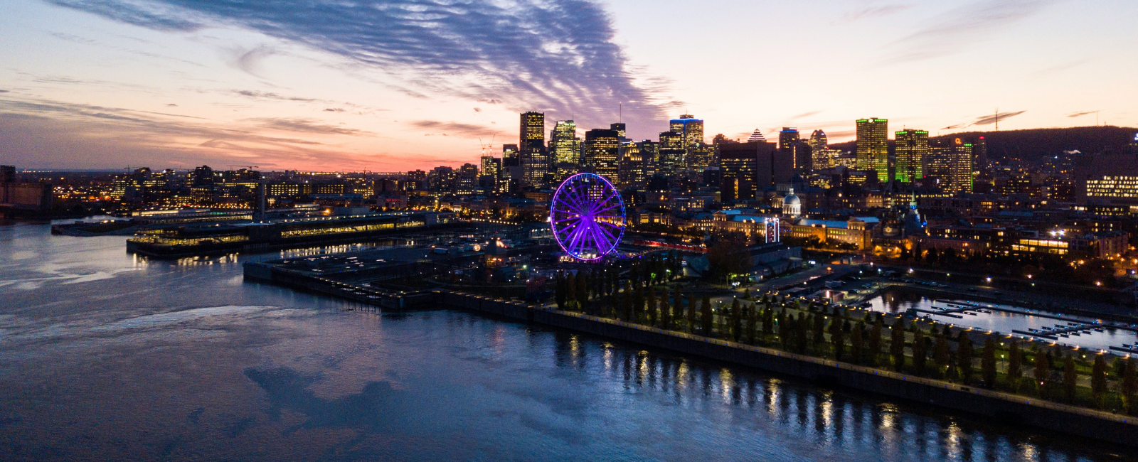 Montreal skyline at sunset